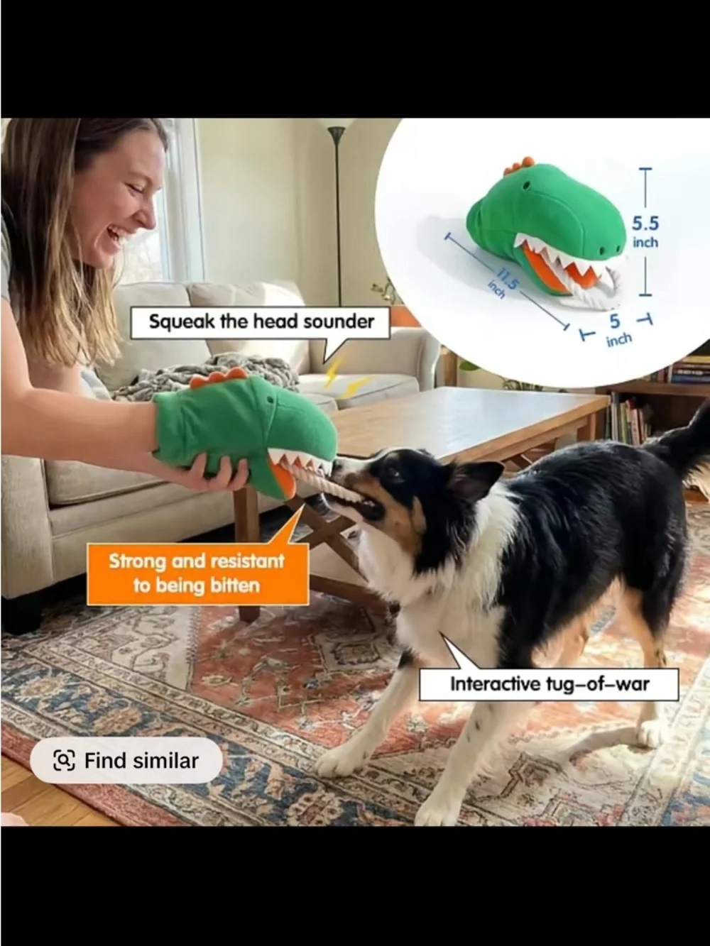 Lepawit Plush Crocodile Dog Toy with Rope Tug